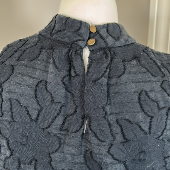 Anthropologie Maeve Savannah Swing Textured Top Blouse Ruffled Black Sz 2 - Picture 7 of 12